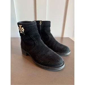 Tory Burch Black Suede Ankle Boots